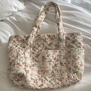 Moon Nude Floral Quilted Tote Bag